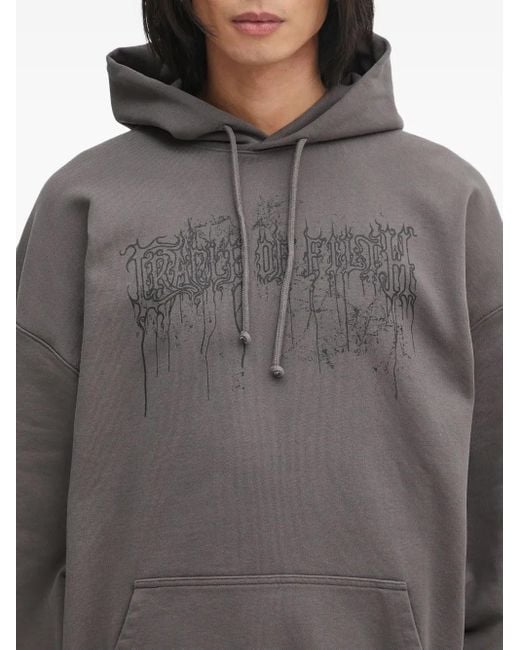 Vetements Gray Graphic-Print Long-Sleeve Hoodie for men