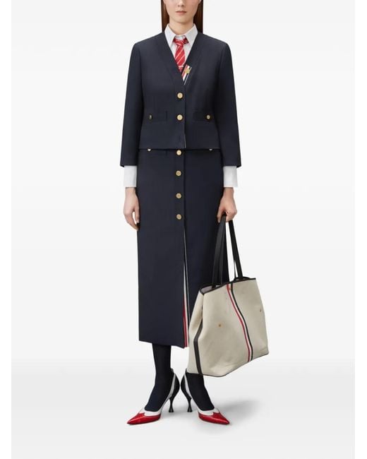 Thom Browne Blue Hopsack Suiting Cardigan