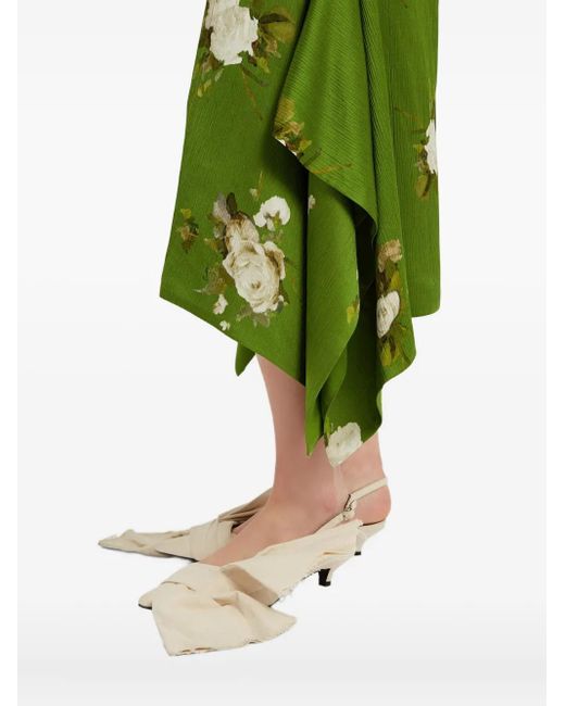 Erdem Green Asymmetrischer Rock Mit Blumen-Print