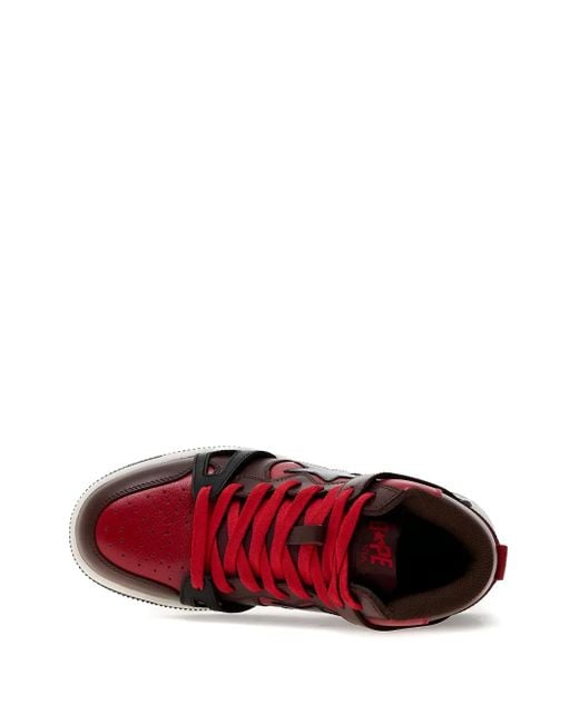 A Bathing Ape Red Logo-Patch Leather Sneakers for men