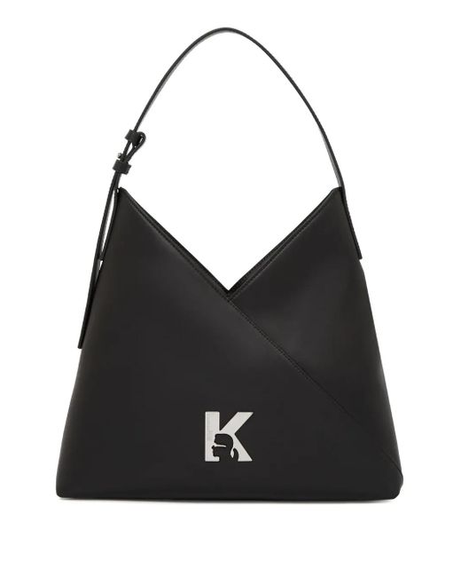 Karl Lagerfeld Black Medium Logo-Plaque Tote Bag