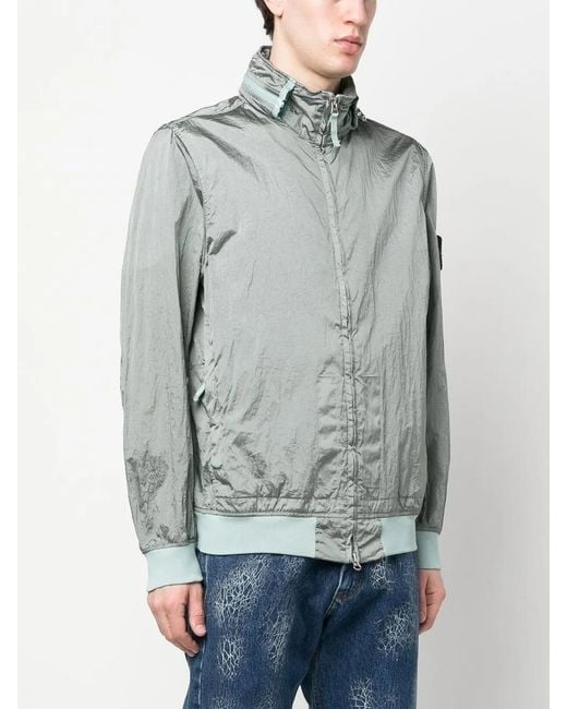 Stone Island Gray Compass-Patch Long-Sleeved Bomber Jacket for men