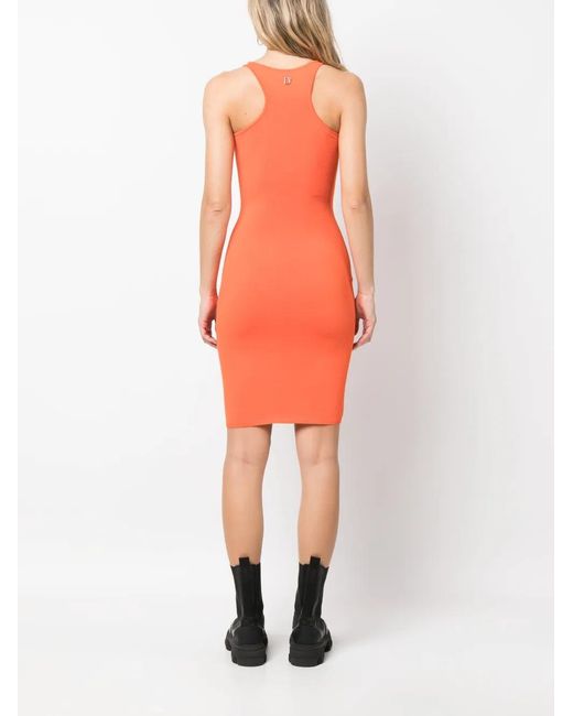 DSquared² Orange Robe Longue En Maille À Découpe