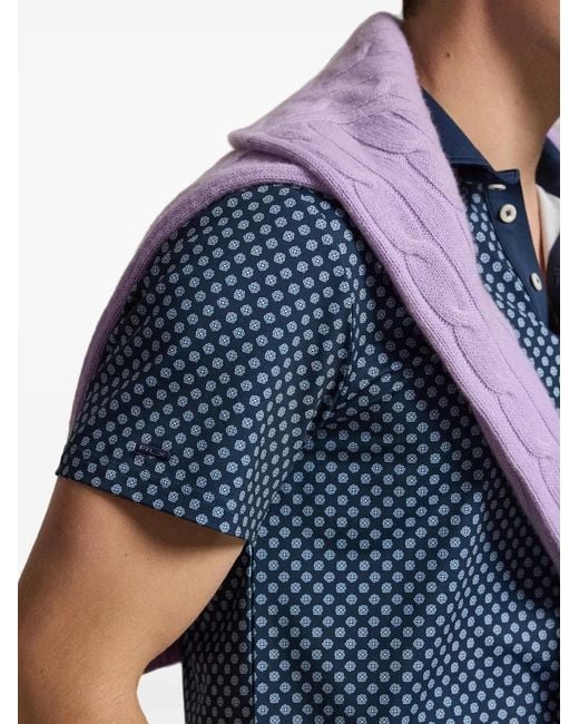 Ralph Lauren Blue Geometric-Print Polo Shirt for men