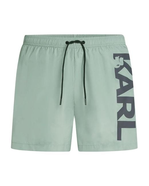 Karl Lagerfeld Blue Logo-Print Swim Shorts for men