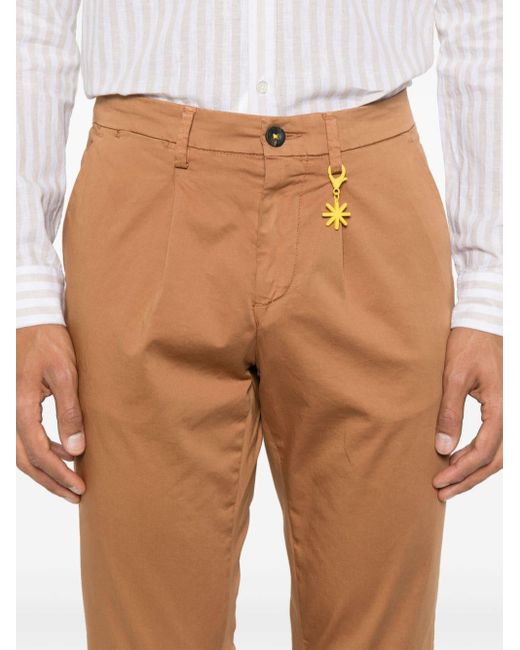 Manuel Ritz Brown Garment-dyed Straight Trousers for men
