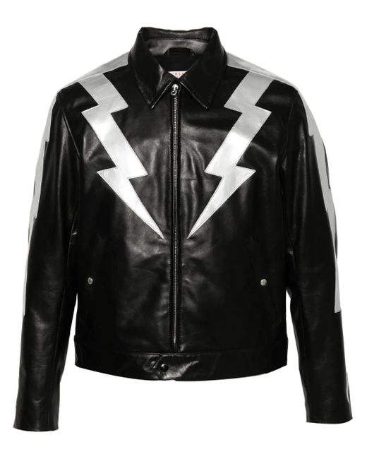 Fursac Black Leather Jacket for men