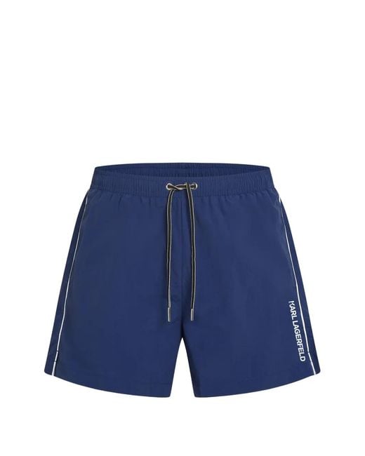 Karl Lagerfeld Blue Logo-Print Swim Shorts for men