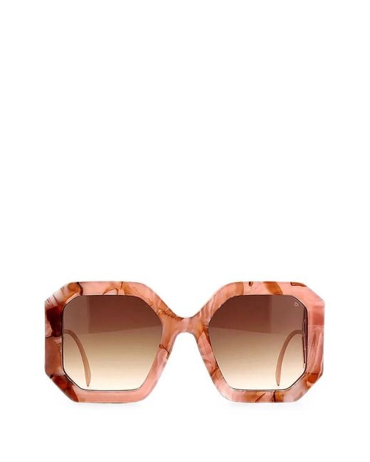 Philipp Plein Pink Marble-Effect Geometric-Frame Sunglasses
