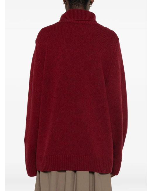 Bompard Red Split-Sleeve High-Neck Sweater