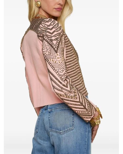 L'Agence Pink Blossom Beaded Jacket