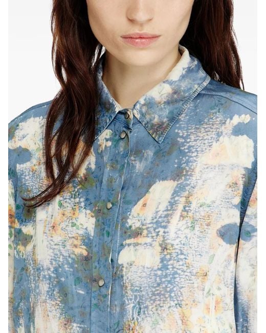 DIESEL Blue C-Assy Floral-Print Long-Sleeve Shirt