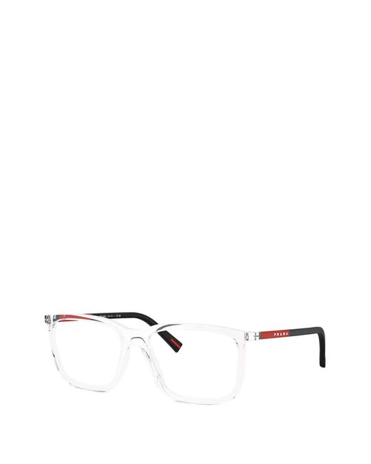 Prada Linea Rossa White Square-Frame Glasses for men