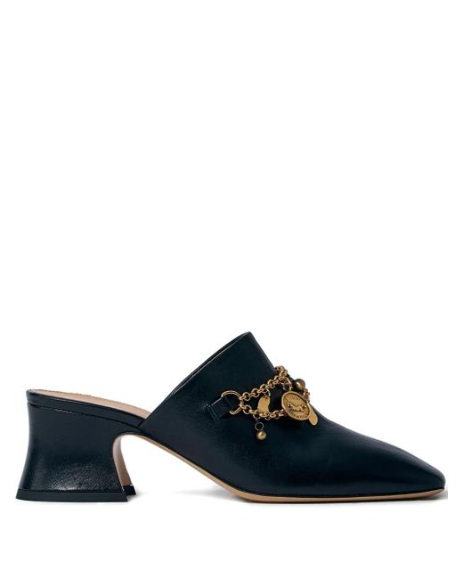 Chloé Blue Mules mit Anhänger 80mm