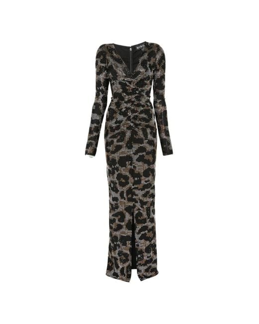 Miron Black Embellished Ruched Dress
