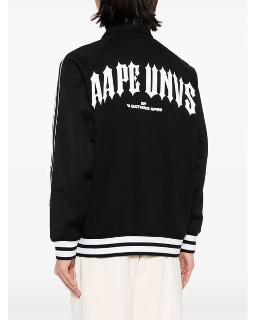 Aape By A Bathing Ape Black Logo-Print Striped Bomber Jacket for men