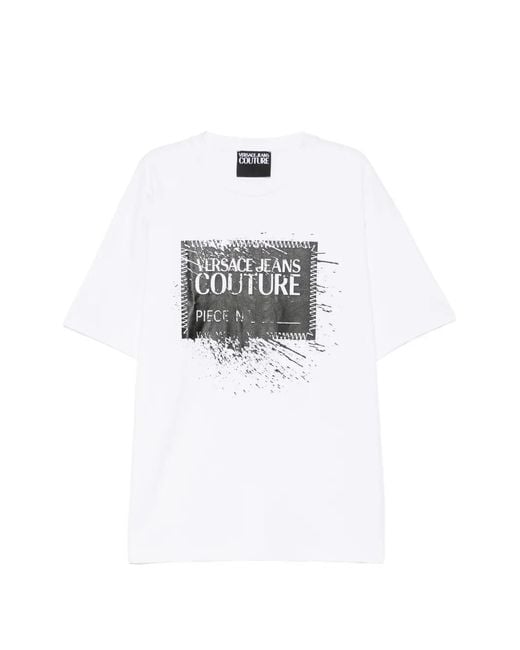 Versace Jeans Couture White Logo-Print T-Shirt for men