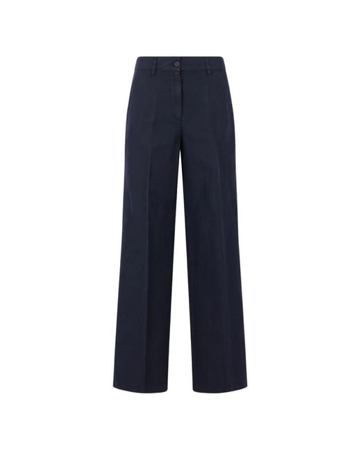Aspesi Blue Pressed-Crease Trousers
