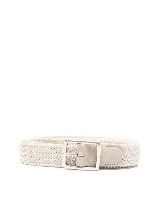 Dell'Oglio White Braided Buckle Belt for men