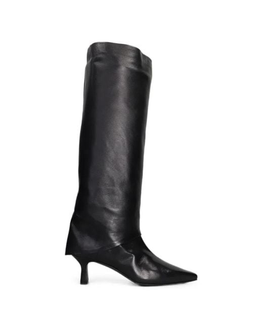 The Seller Black Fold-Over Pointed-Toe Boots
