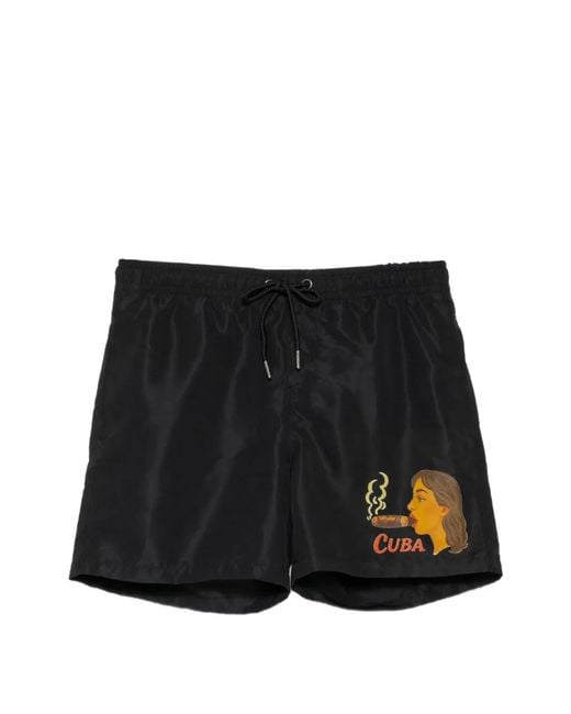 Melt Black Drawstring Graphic Shorts for men
