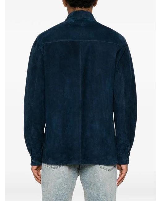 Valentino Garavani Blue Vlogo Suede Jacket for men