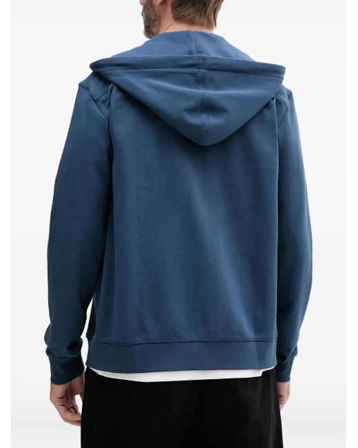 Boss Blue Logo-Patch Zip-Up Hoodie for men