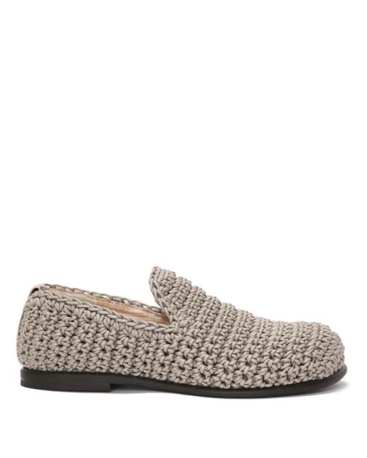 J.W. Anderson Gray Logo-tag Crochet Loafers
