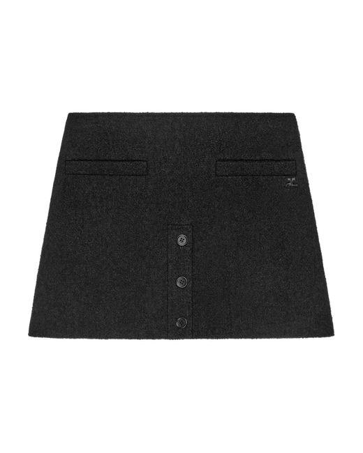 Courreges Black Buttoned Mini Skirt