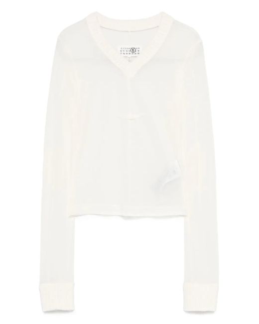 MM6 by Maison Margiela White T-Shirt À Col V