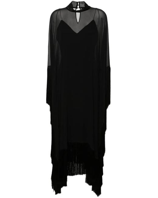 ‎Taller Marmo Black Mrs Ross Spirito Fringed Silk Kaftan