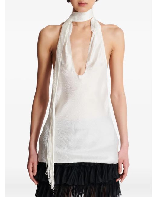 Balmain ホルターネック シルクトップ White