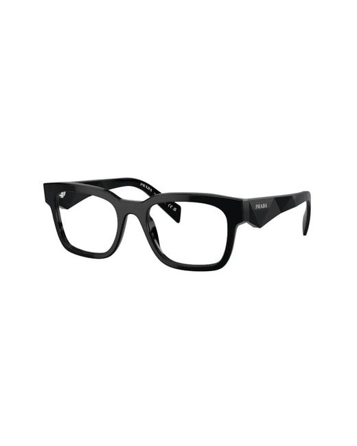 Prada Black Logo-Engraved Square-Frame Glasses for men