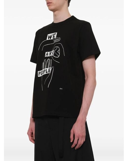 Sacai Black X Geoff Mcfetridge Graphic-Print T-Shirt for men