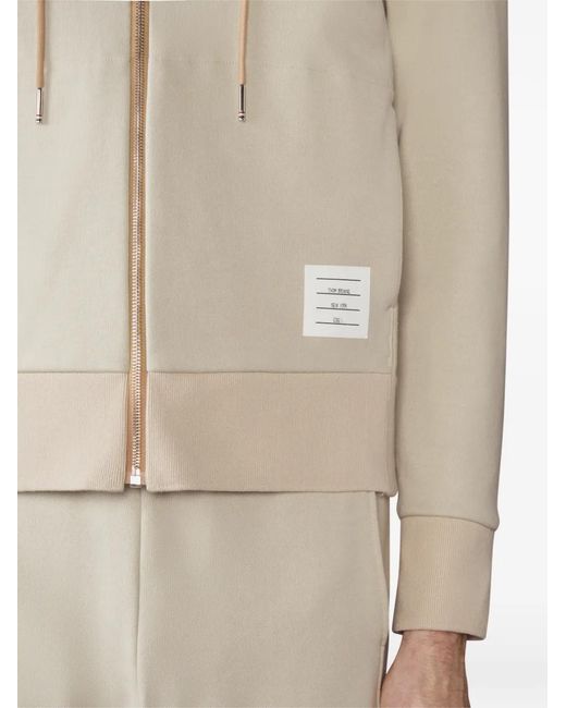 Thom Browne Natural 4-Bar Stripe Hoodie for men