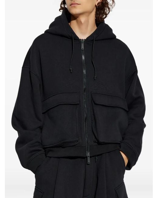 DSquared² Black Hooded Ribbed Jacket for men