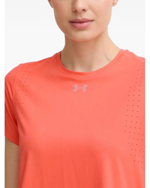 Under Armour Red Velociti Pro Perforated-Detail Logo-Print T-Shirt