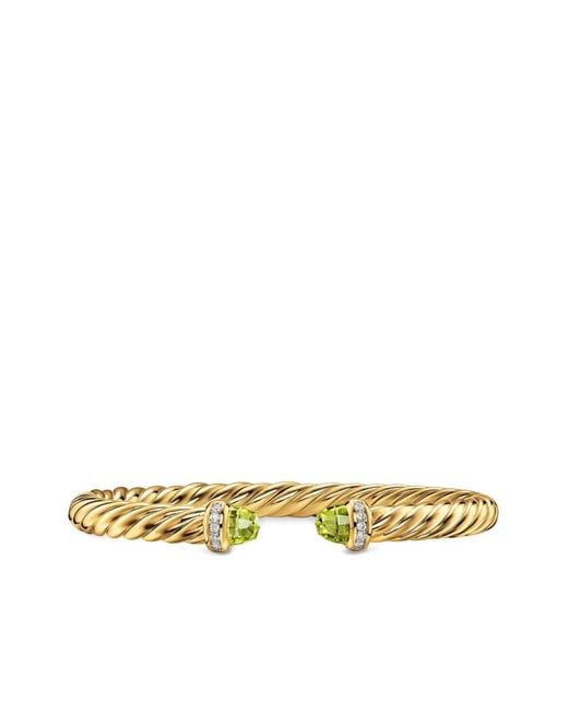 David Yurman Metallic 18K Cablespira Flex Peridot And Diamond Bracelet