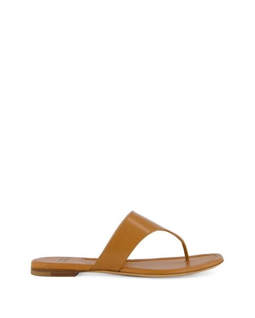 Francesco Russo Brown Leather Flat Sandals