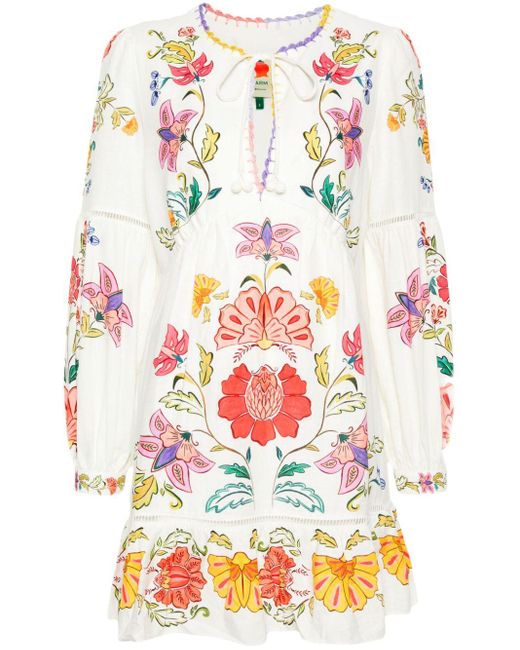 Farm Rio White Floral Insects Mini Dress