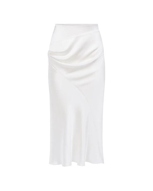 Nina Ricci White Asymmetrical Draped Midi Skirt