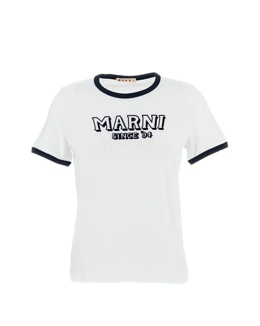 Marni White Embossed Logo T-Shirt