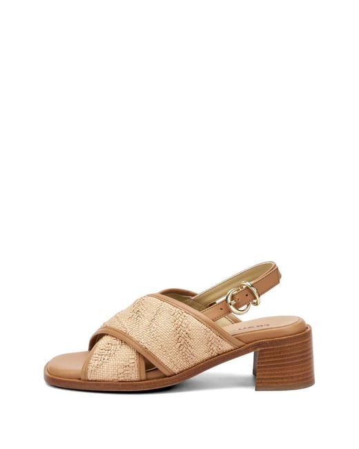 Frau Natural Herringbone-Effect Crossover-Strap Sandals