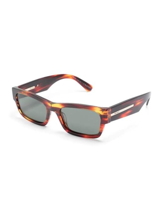 Prada Gray Rectangle-Frame Sunglasses for men