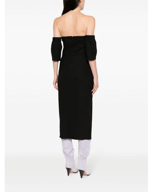 Isabel Marant Black Stony Off-shoulder Midi Dress