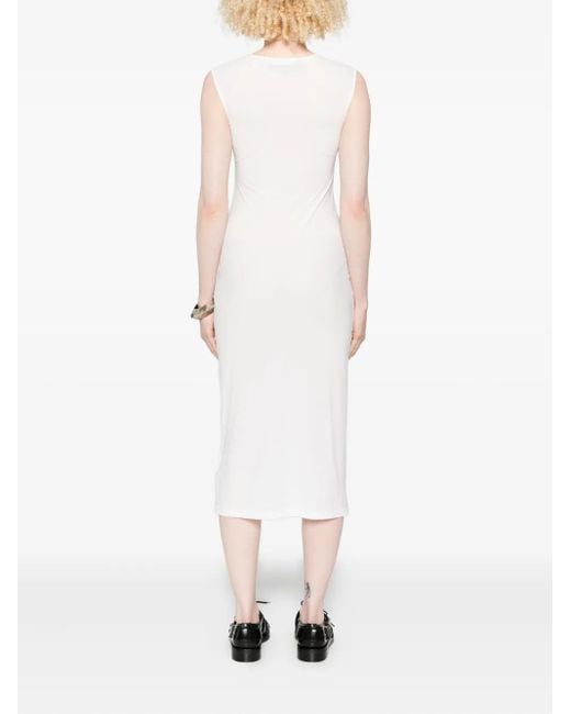 Jil Sander White Sleeveless Round-Neck Dress
