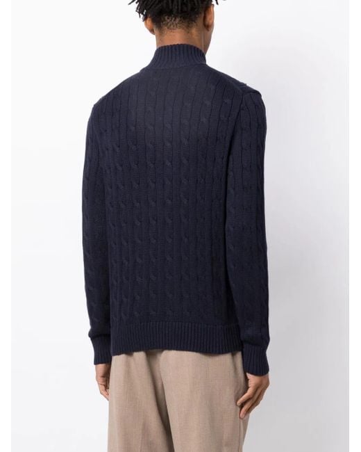 Polo Ralph Lauren Blue Cable-Knit Cotton Cardigan for men