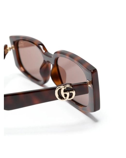 Gucci Pink Double G Rectangle-Frame Sunglasses