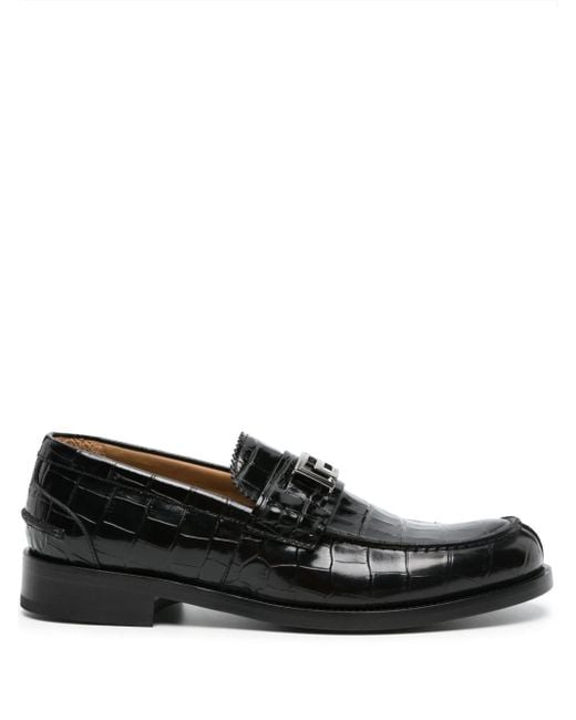 Versace Greca Loafer mit Kroko-Optik in Black für Herren