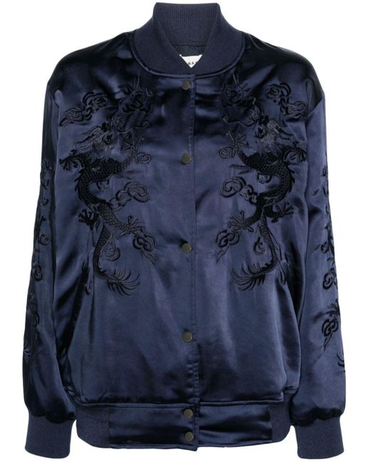 P.A.R.O.S.H. Blue Dragon-embroidered Bomber Jacket